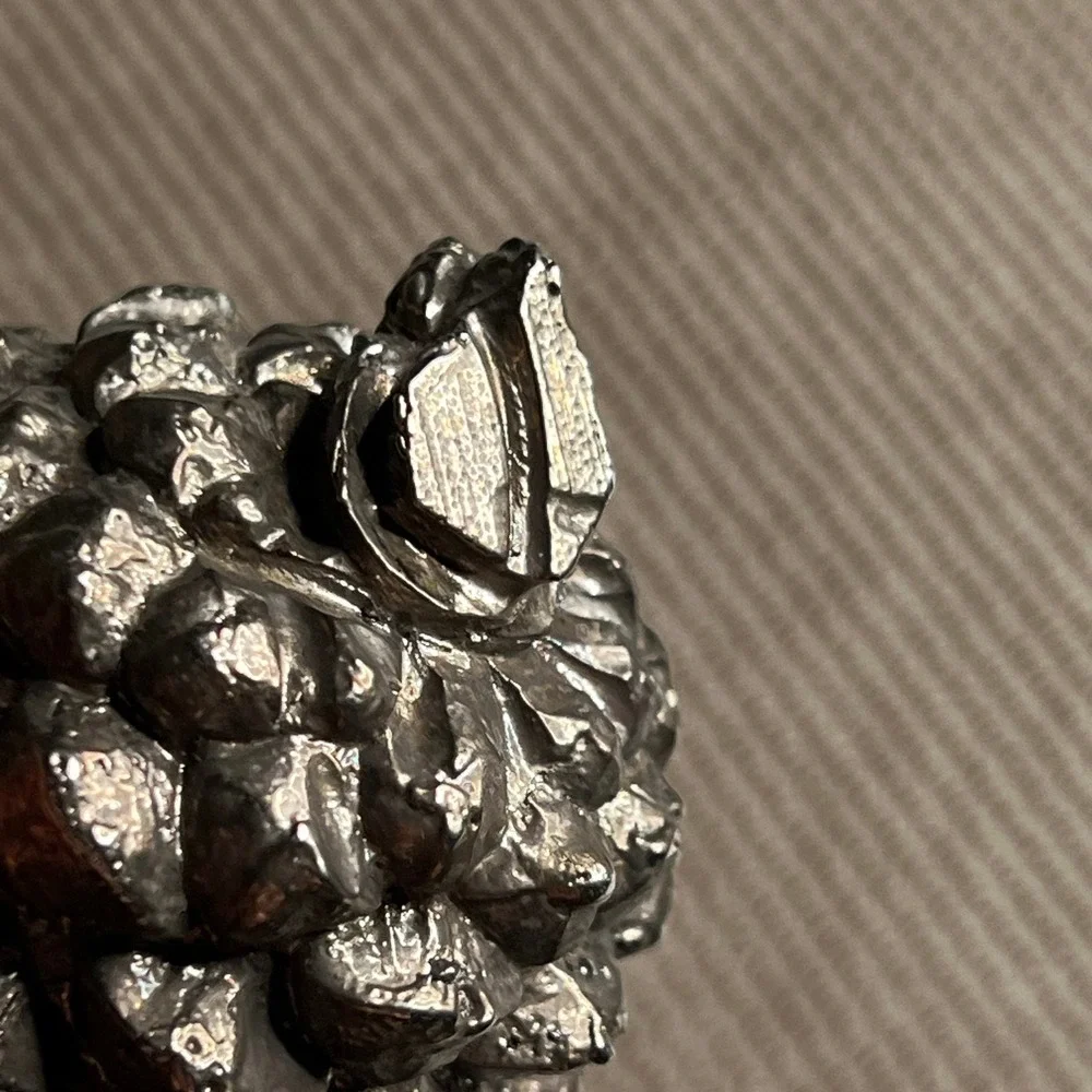 Vintage‎ Silver Tone Metal Pinecone Decorative Figurine Paperweight Rustic Decor